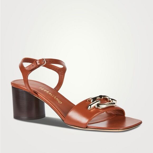 Ferragamo Priscilla Gancini Leather Ankle Strap Sandals, New, Size 7.5/37 - Picture 4 of 15